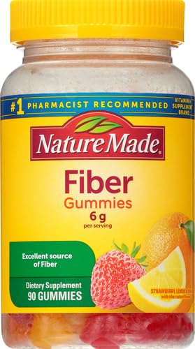 Close-up of Nature Made Fiber 6 g Gummies label
