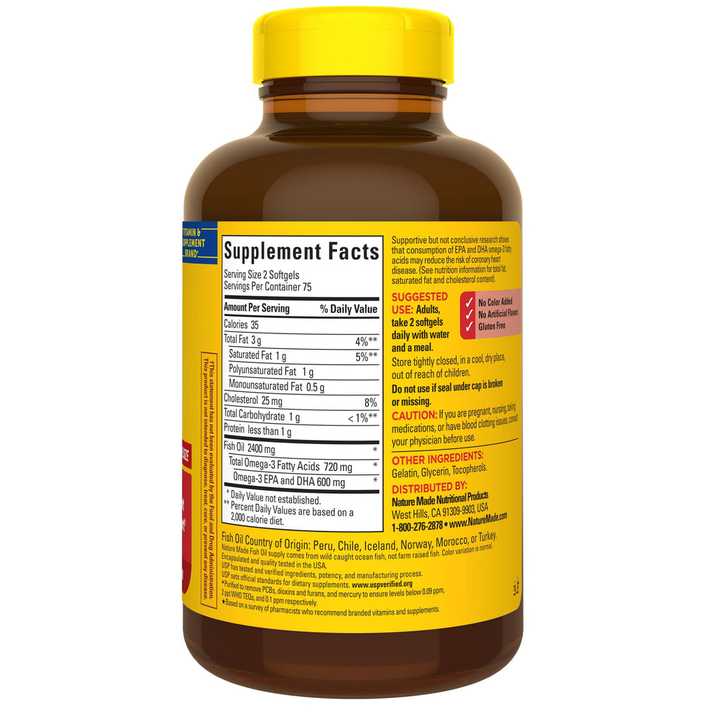 75-day supply Nature Made Fish Oil 1200 mg bottle