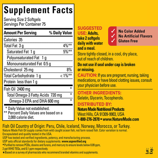 Close-up showing 720 mg Omega-3 per 2 softgels