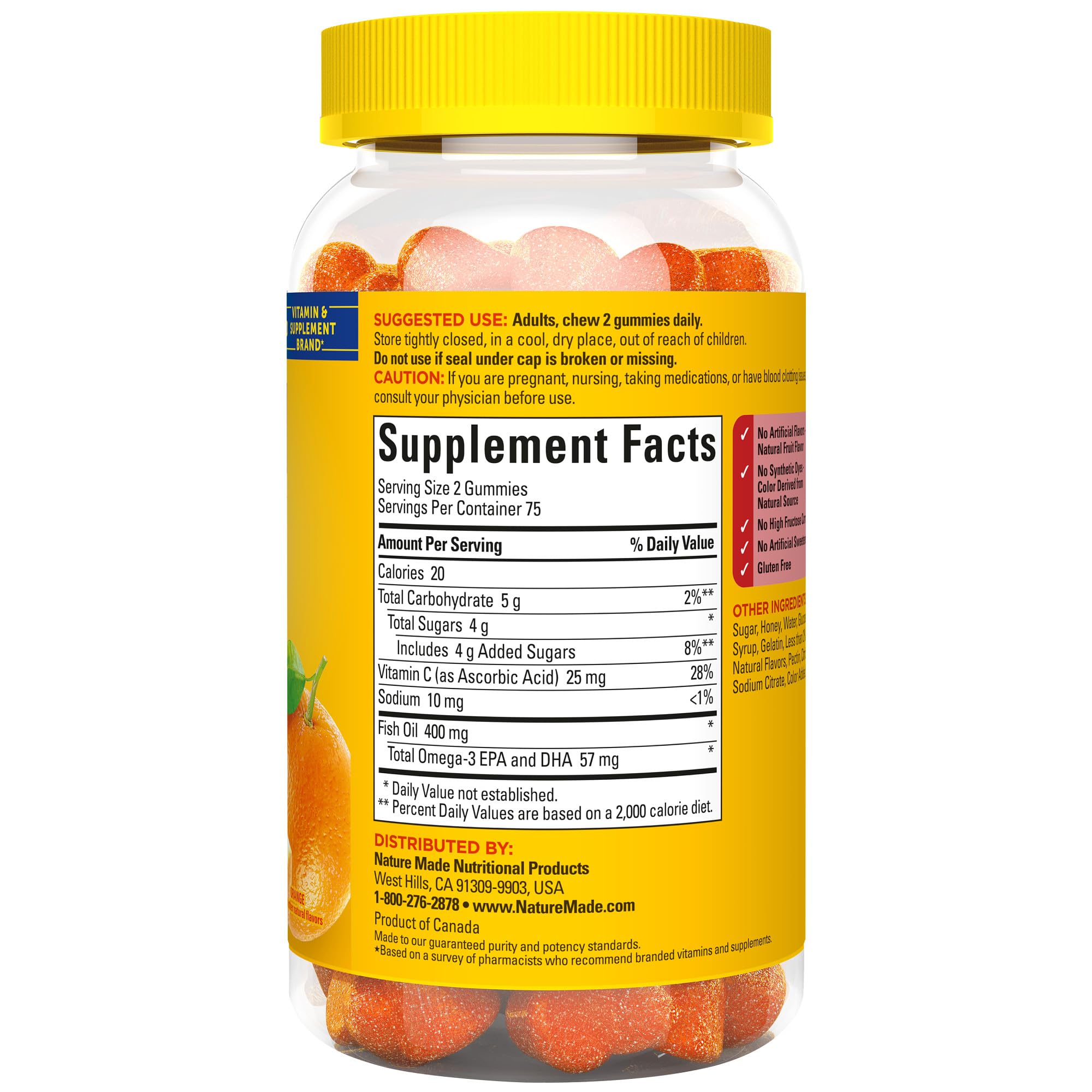 Orange-flavored Nature Made Fish Oil Omega-3 Gummies