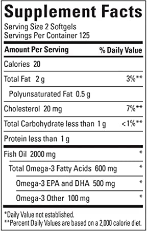 Illustration showing 600 mg total Omega-3s (EPA and DHA) per serving