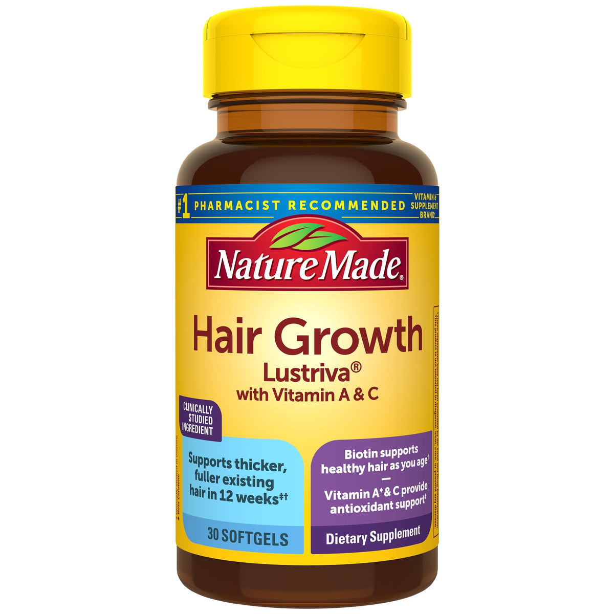 Nature Made Hair Growth Softgels with Lustriva 30-count package