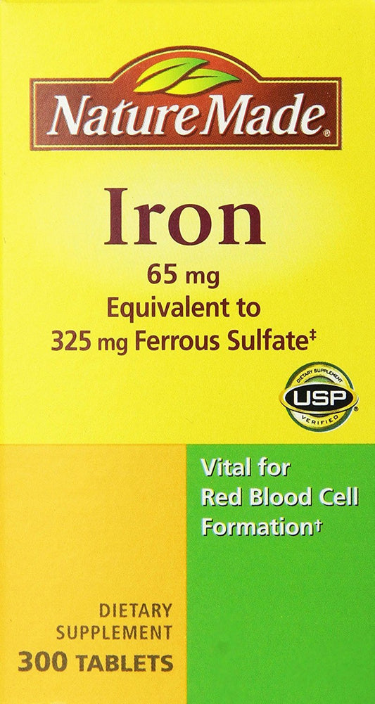 Nature Made Iron 65mg bottle label
