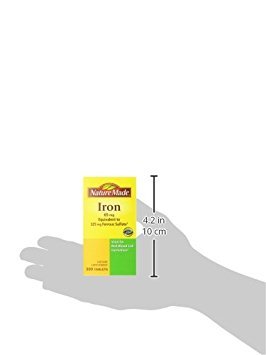 Close-up of Nature Made Iron 65mg tablets