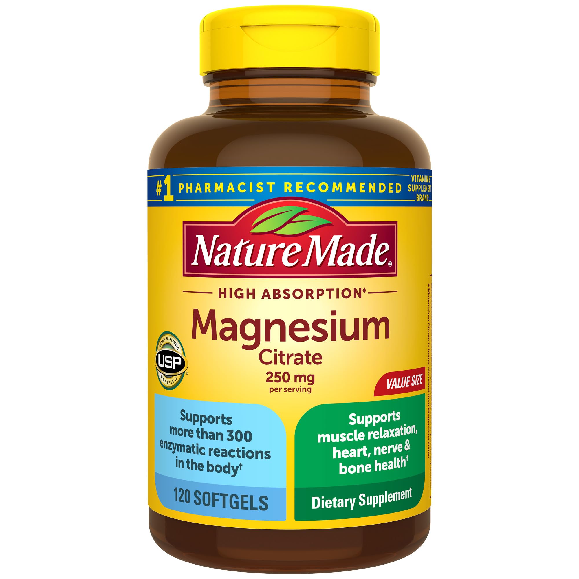 Front view of Nature Made Magnesium Citrate 250 mg softgels bottle