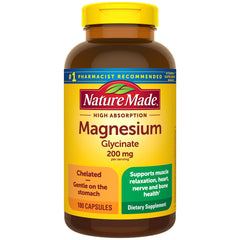 Nature Made Magnesium Glycinate 200 mg bottle with 180 capsules