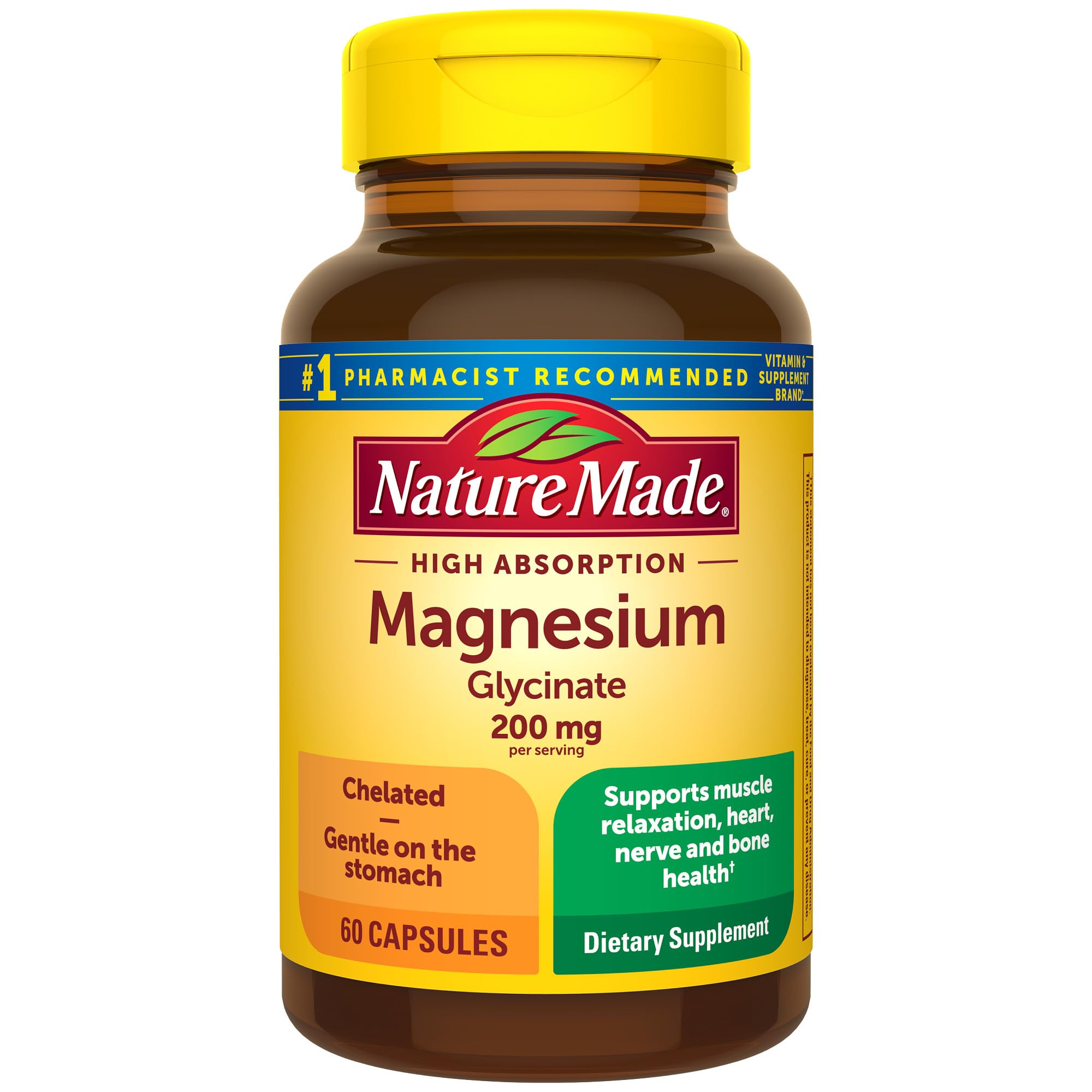 Bottle of Nature Made Magnesium Glycinate 200 mg capsules (60-count)