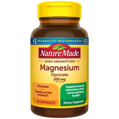 Bottle of Nature Made Magnesium Glycinate 200 mg capsules (60-count)