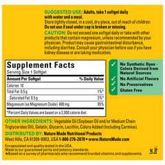 Close-up of Nature Made Extra Strength Magnesium Oxide 400 mg softgels