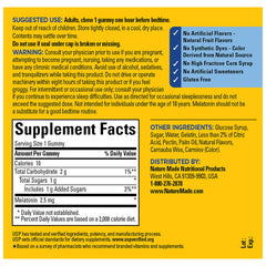 Close-up of Nature Made Melatonin Gummies 2.5 mg ingredients