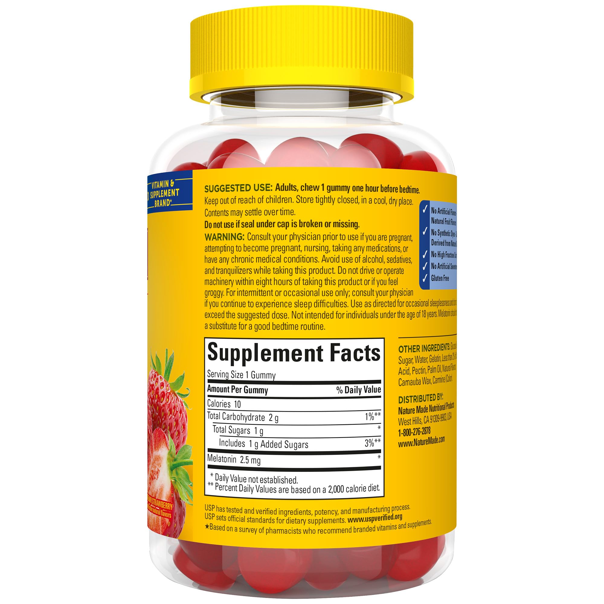 Nature Made Melatonin Gummies 2.5 mg product label