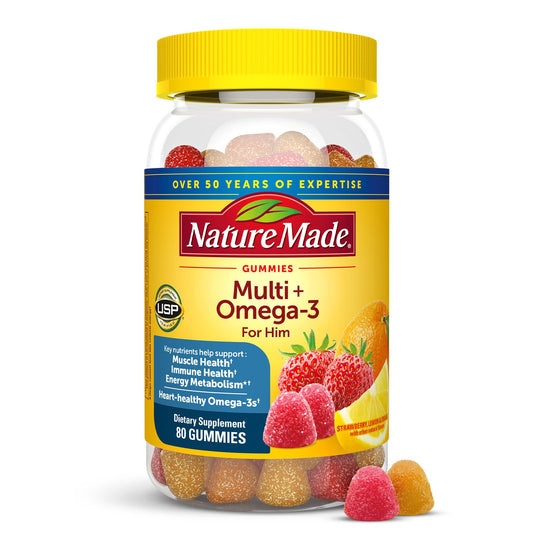 Bottle of Nature Made Men's Multivitamin Gummies with Omega-3 – 80 count