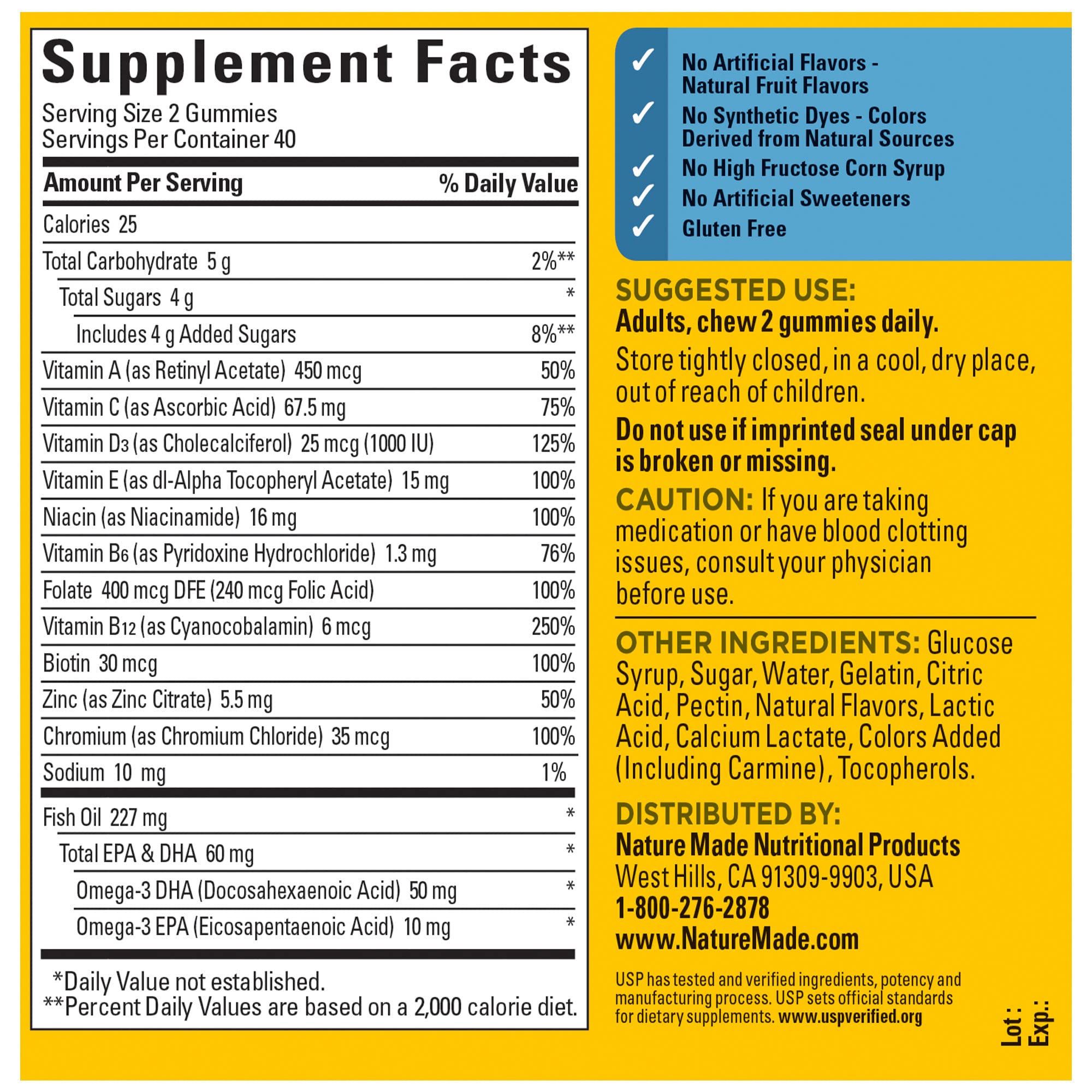 Strawberry flavor Nature Made men's multivitamin gummies with omega-3