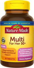 Nature Made Multi for Her 50+ bottle and label — front view