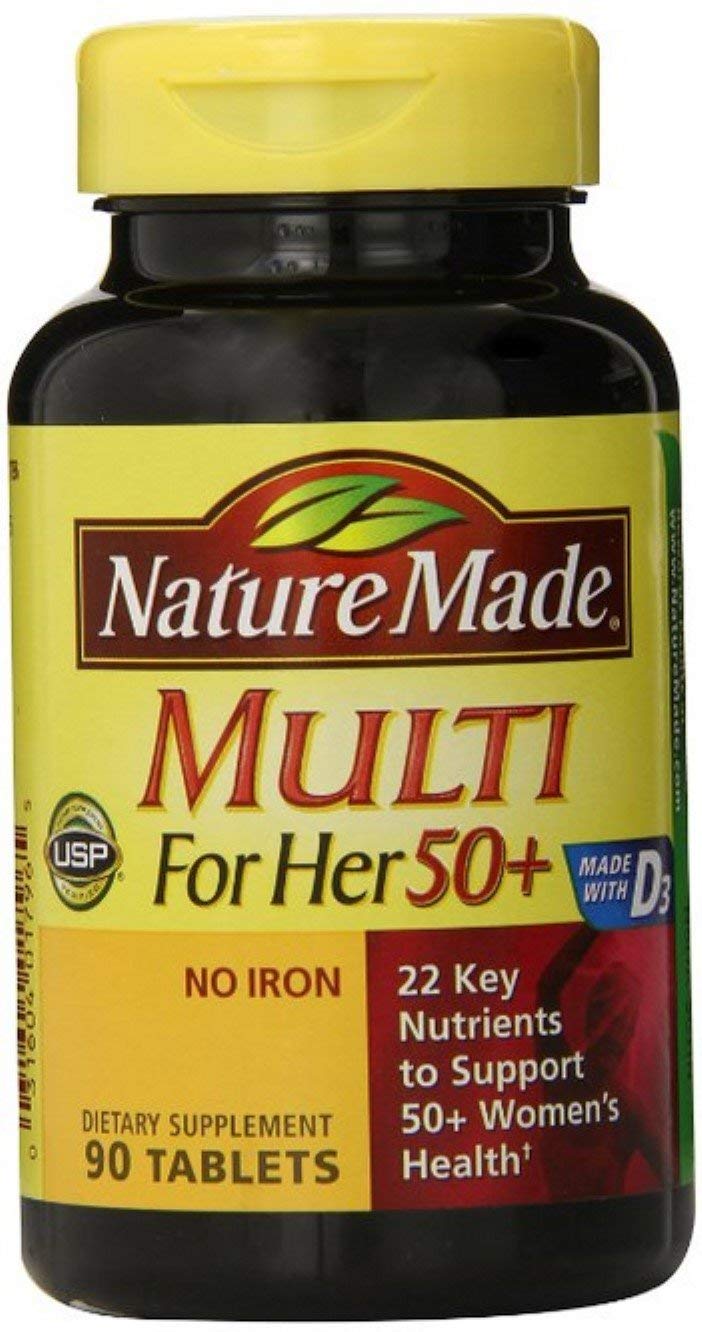 Nature Made Multi for Her 50+ 90 tablets, pack of 5 – iron-free formula