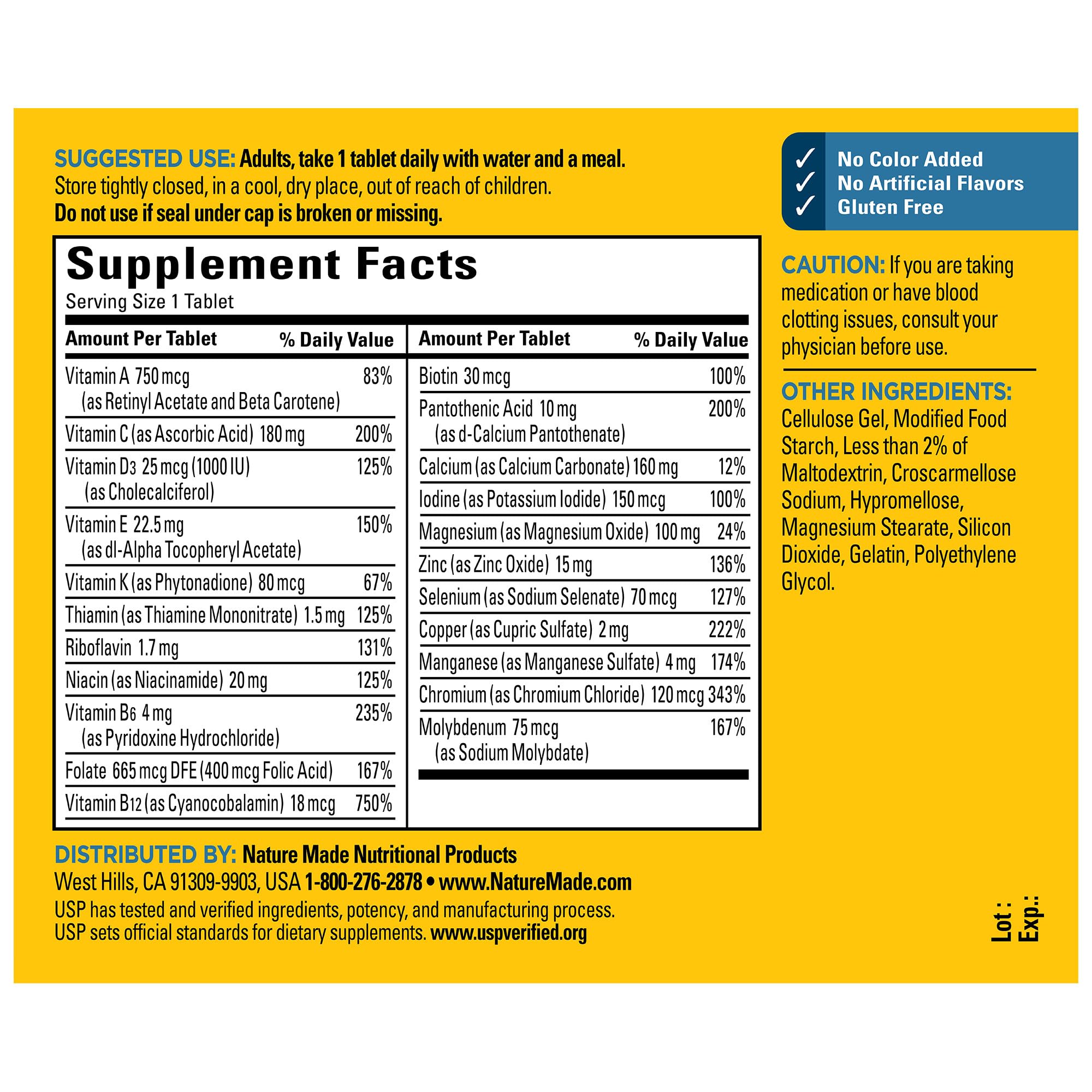 Front view of Nature Made Multivitamin For Him 90-day supply packaging