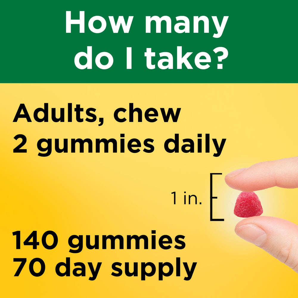 Flavor options: strawberry, lemon, and orange for Nature Made gummies