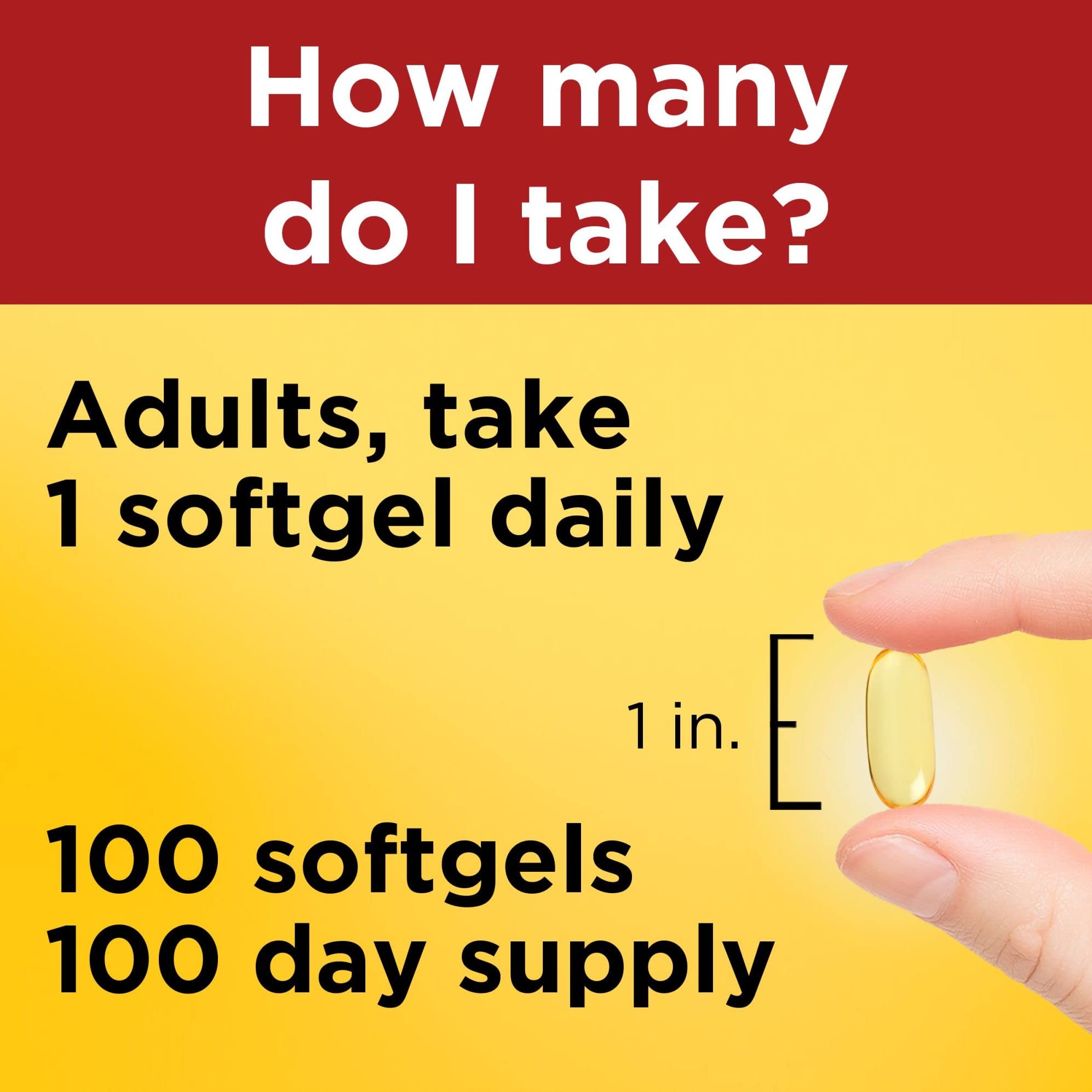 100-count bottle of Nature Made Omega-3 softgels