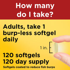 One softgel per day serving for omega-3 supplementation