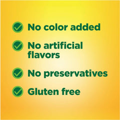 Gluten free and no artificial colors on packaging