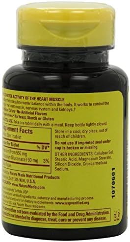 Pack of five Nature Made Potassium Gluconate 550mg bottles