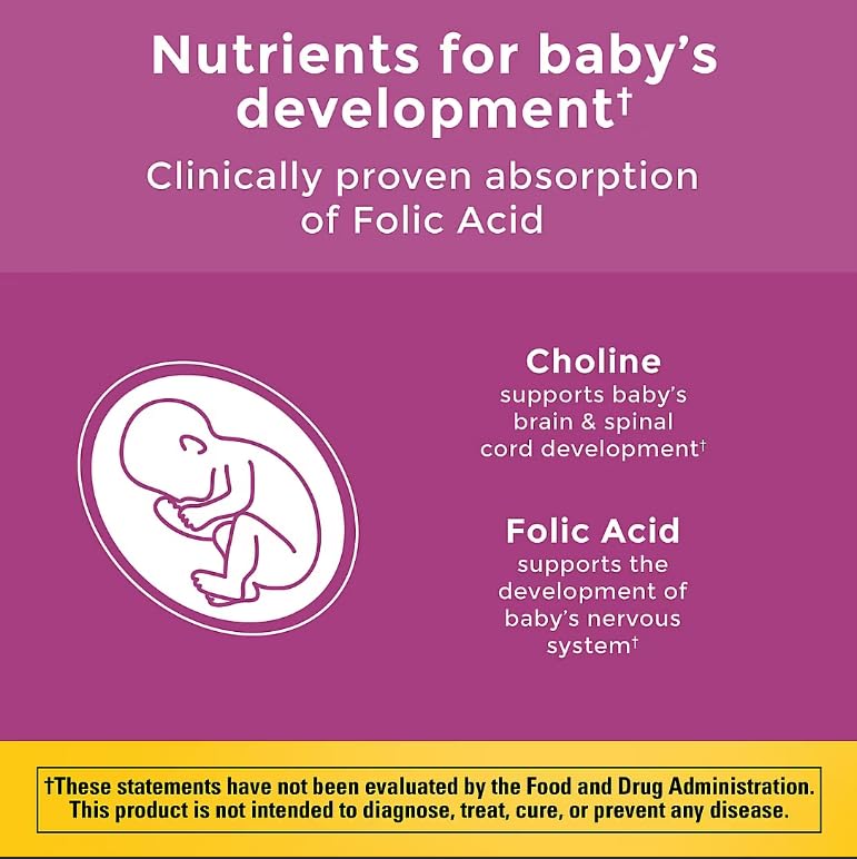 Illustration of baby's brain and spinal development nutrients for prenatal gummies