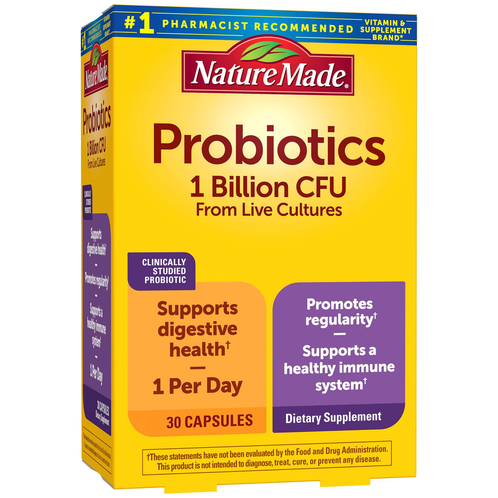 Nature Made Probiotic Capsules bottle front showing 30-count