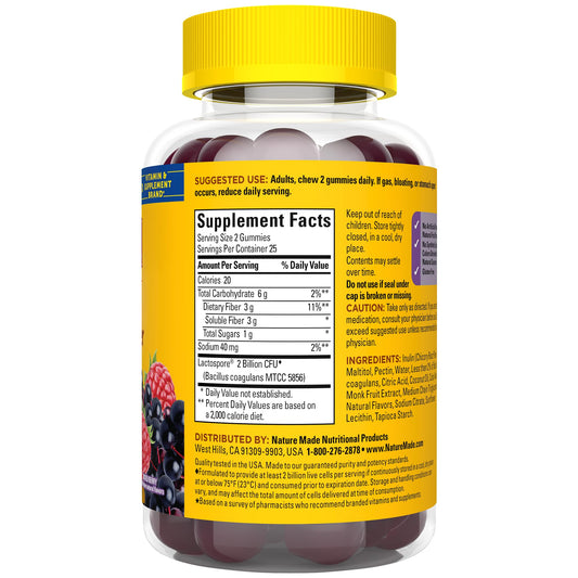 Nature Made Probiotic + Prebiotic Fiber Gummies bottle