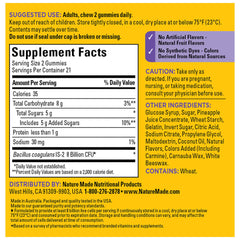 Label showing 8 billion CFUs per 2 gummies