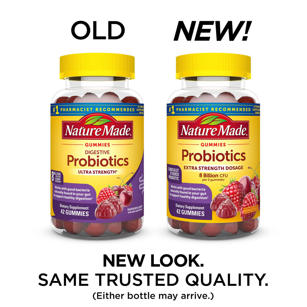 Raspberry and cherry flavored probiotic gummies for women and men