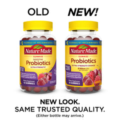 Raspberry and cherry flavored probiotic gummies for women and men