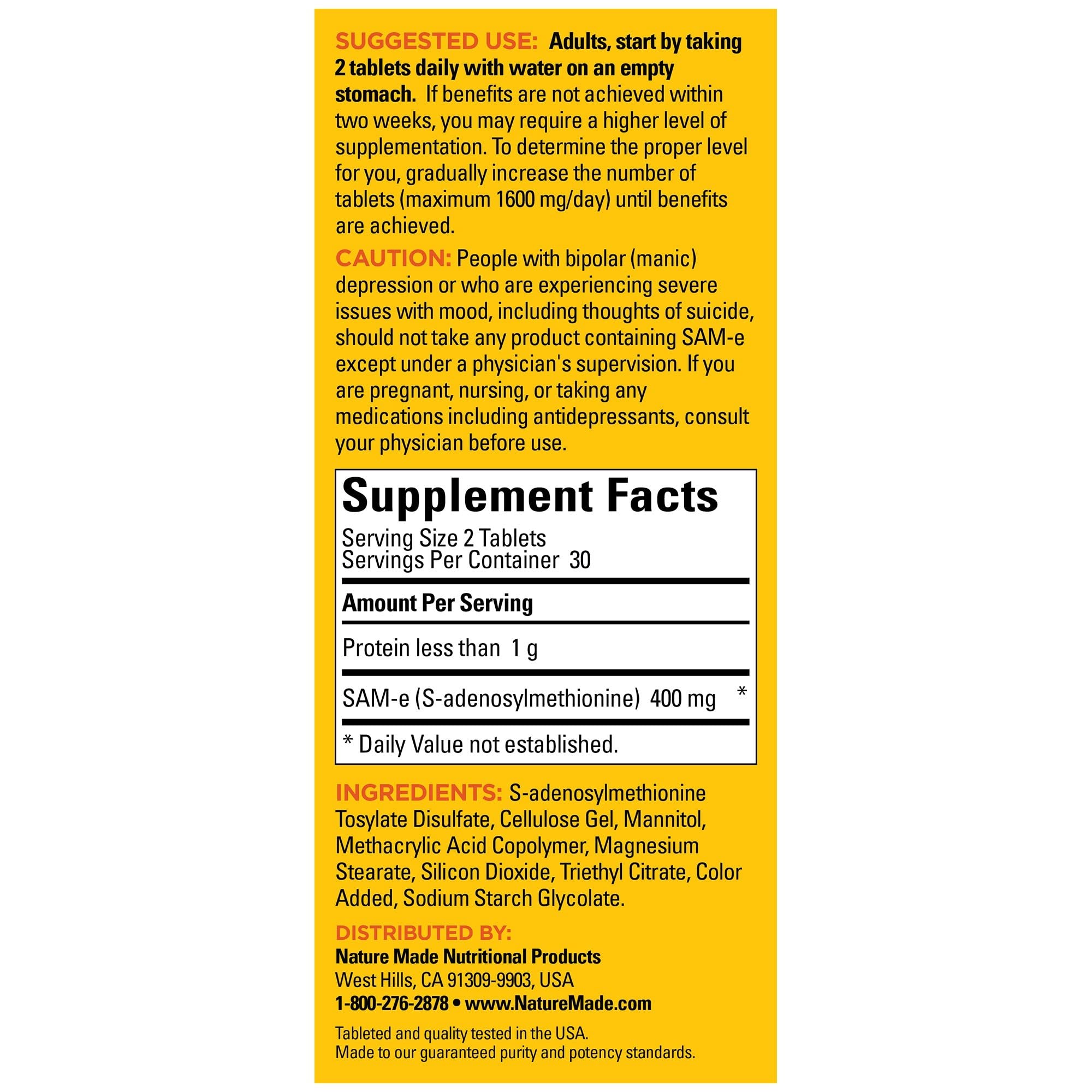 Nature Made SAM-e 200 mg Complete bottle on countertop during morning routine.