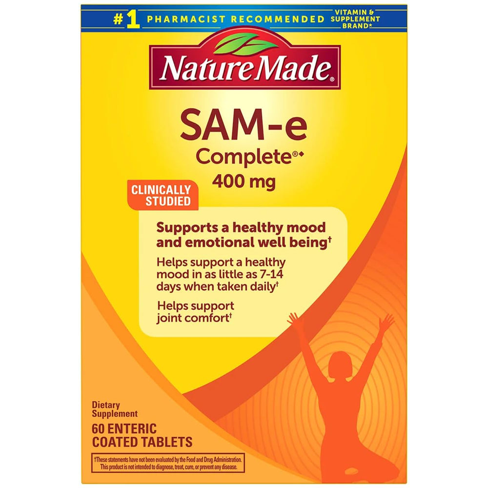 Bottle of Nature Made SAM-e Complete 400 mg with 60 enteric-coated tablets