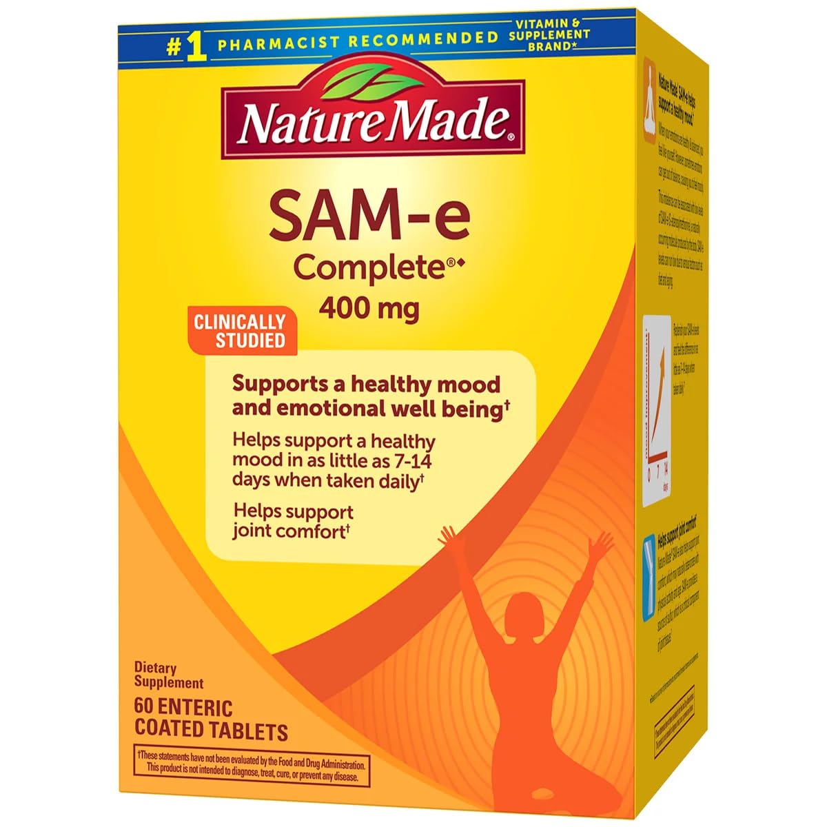 Enteric-coated Nature Made SAM-e Complete tablet designed for stomach-friendly use