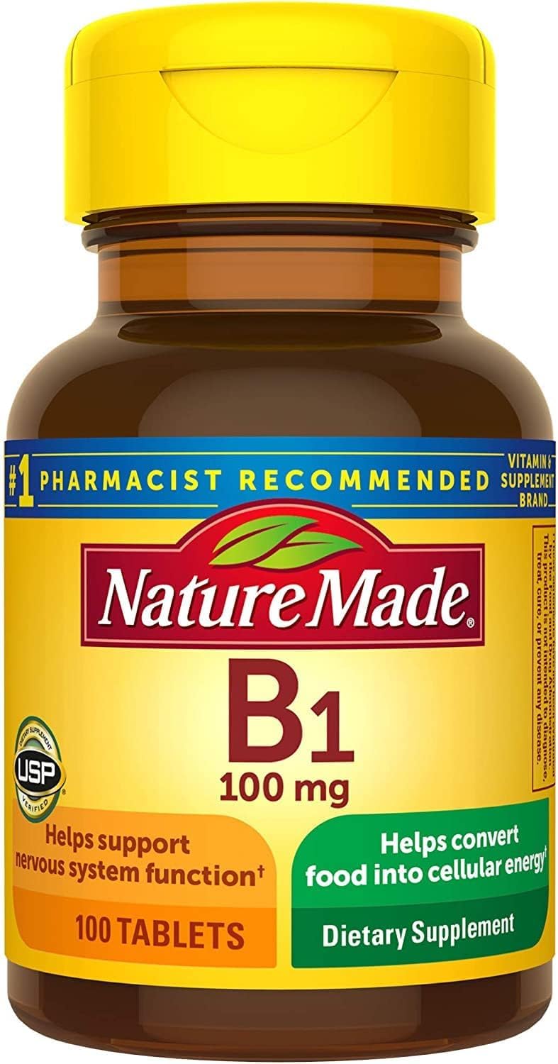 Nature Made Vitamin B-1 100 mg thiamin tablets in a 200-count pack (2 x 100)