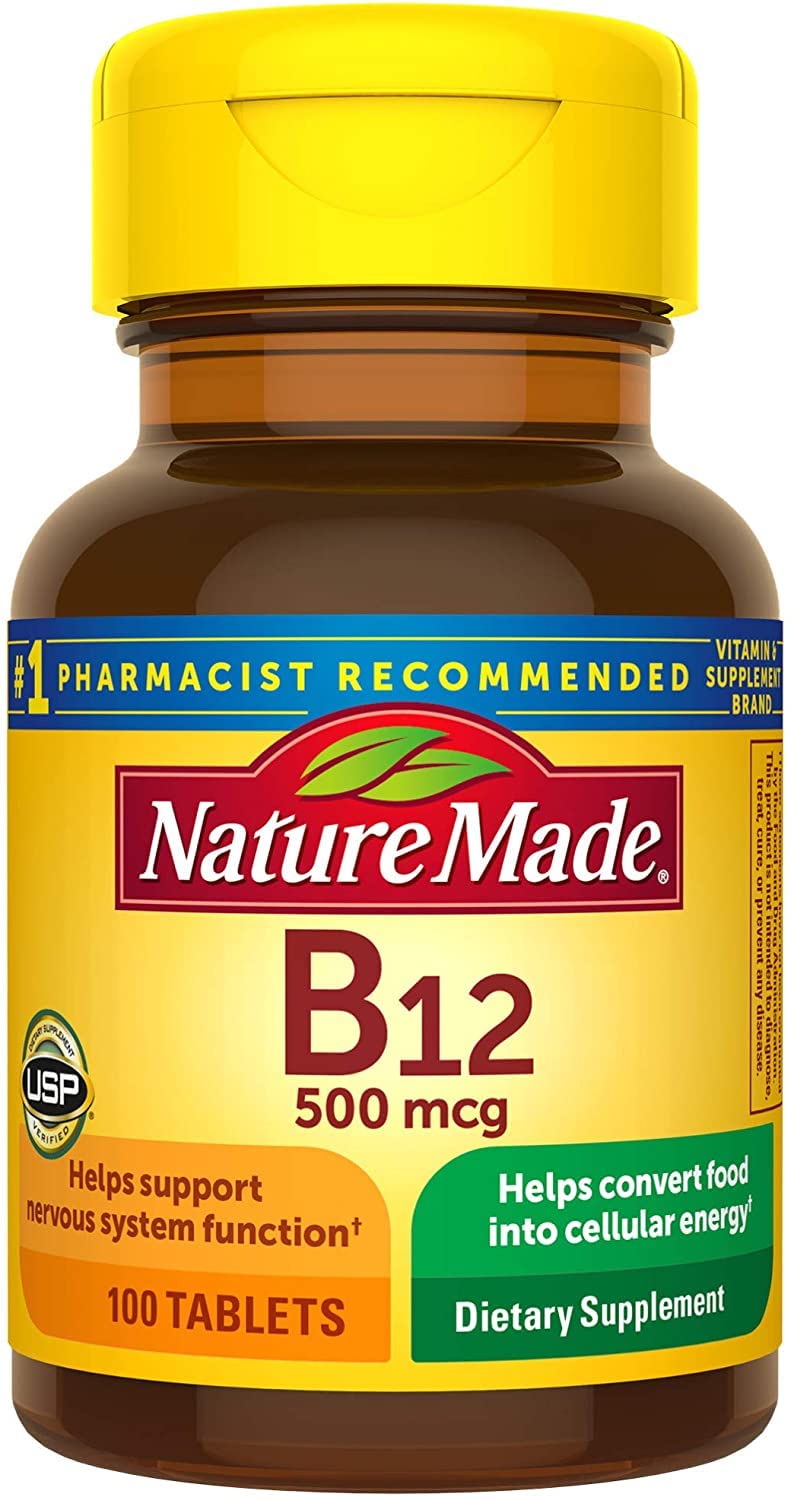Nature Made Vitamin B-12 500 mcg tablets bottle front