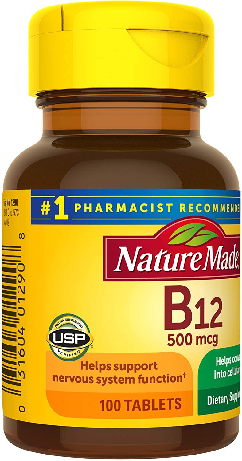 Two Nature Made Vitamin B-12 500 mcg bottles (pack of 2)