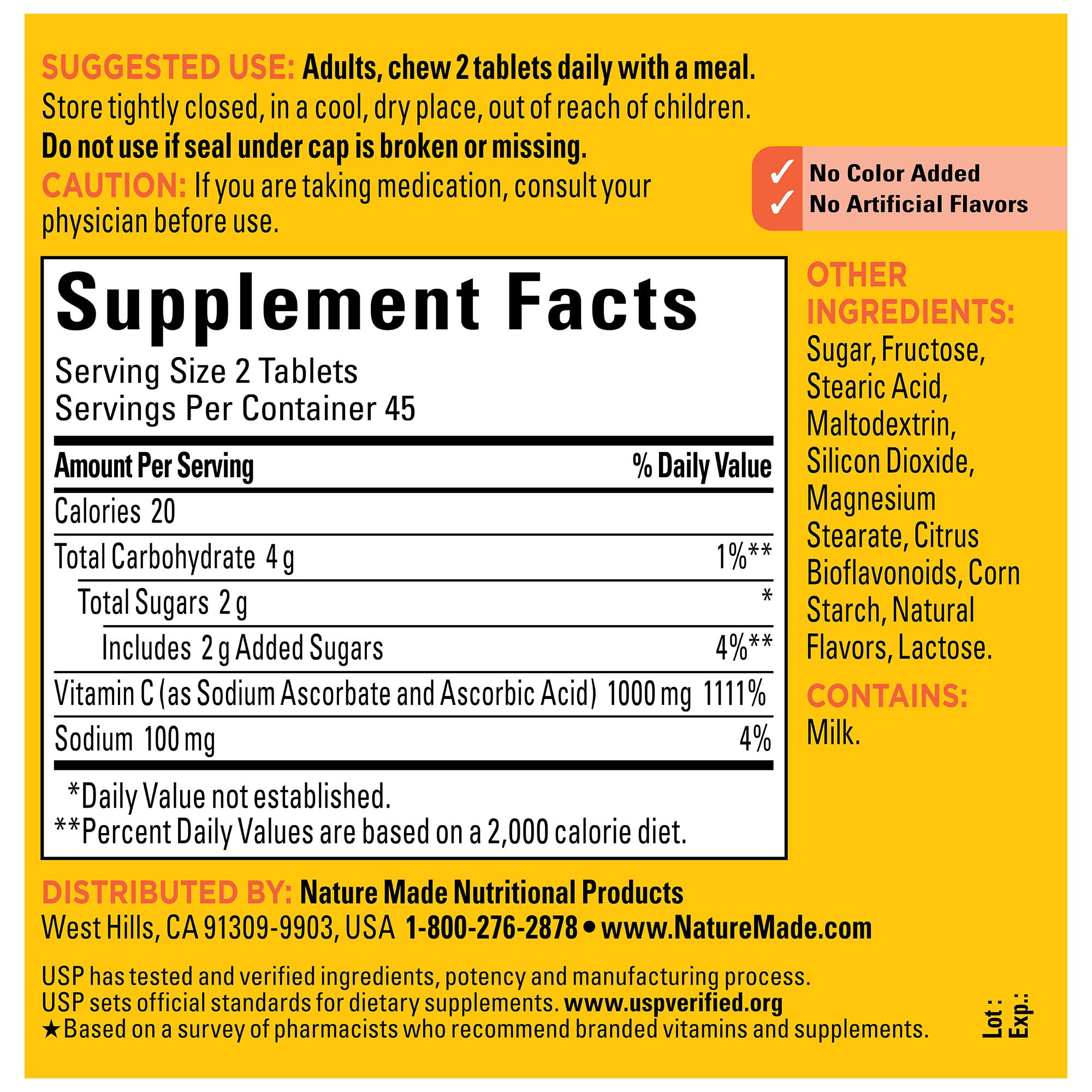 USP Verified seal on Nature Made Vitamin C 1000 mg chewables