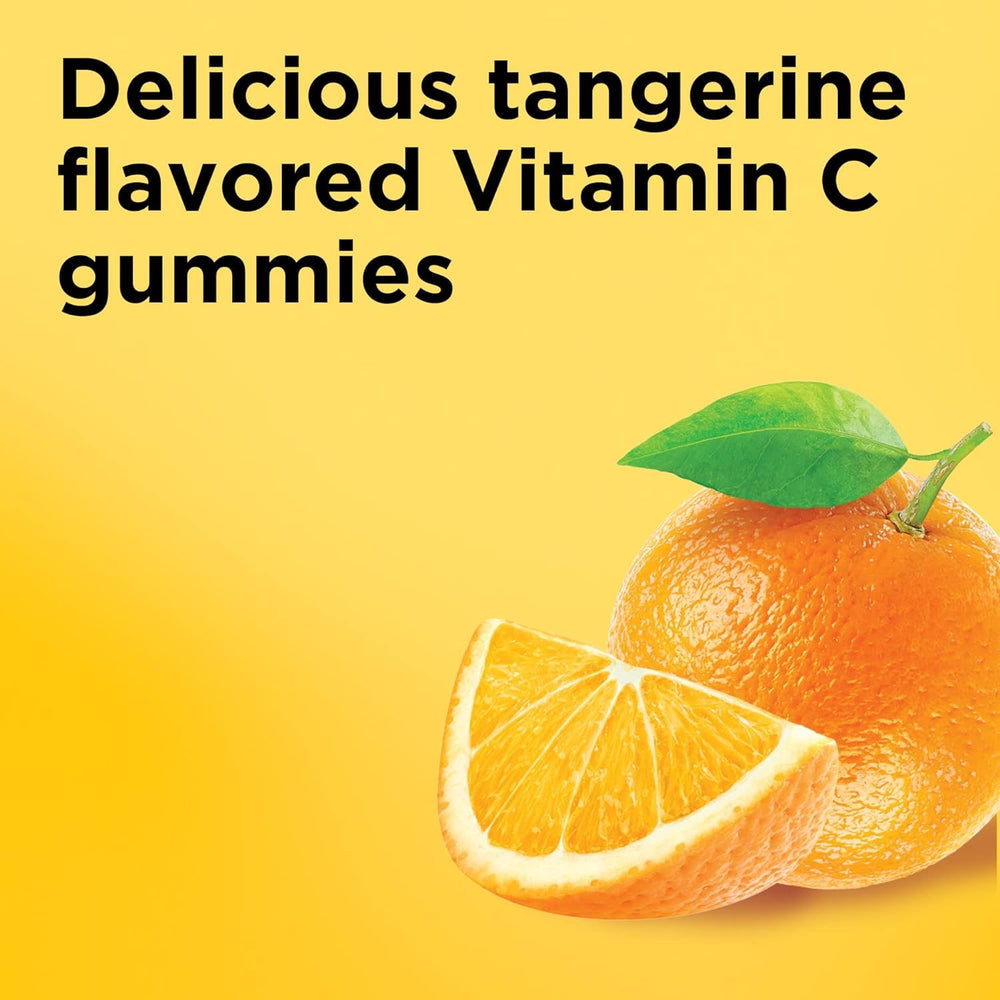 Close-up of Nature Made Vitamin C 500 mg gummies in bottle