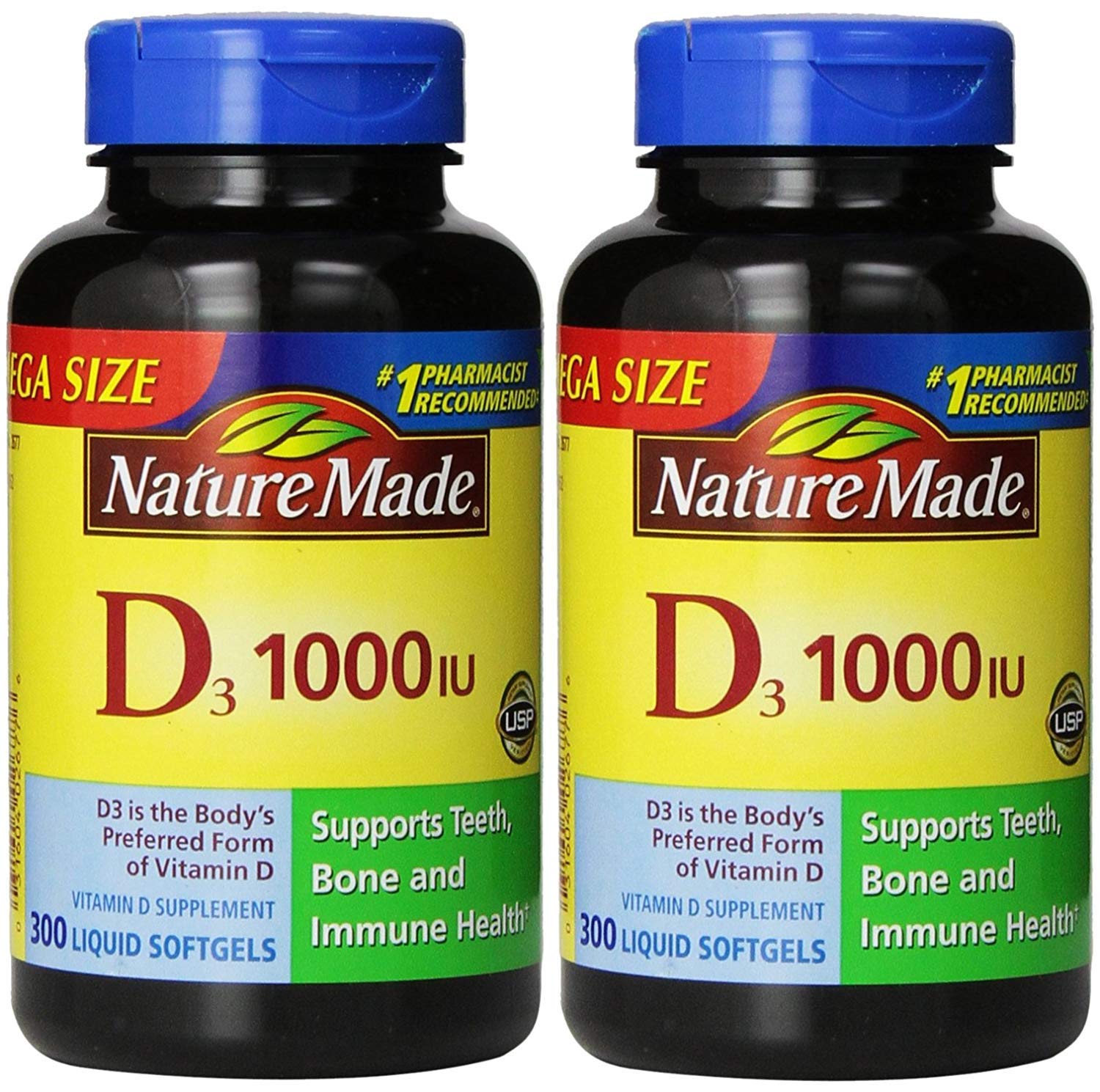 Nature Made Vitamin D3 1000 IU 600 Softgels bottle