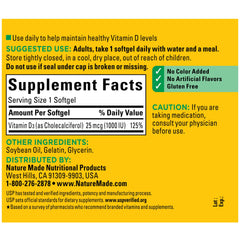 Vitamin D3 1000 IU label details on packaging