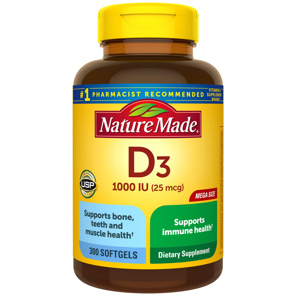 Nature Made Vitamin D3 1000 IU softgels bottle (300-count)