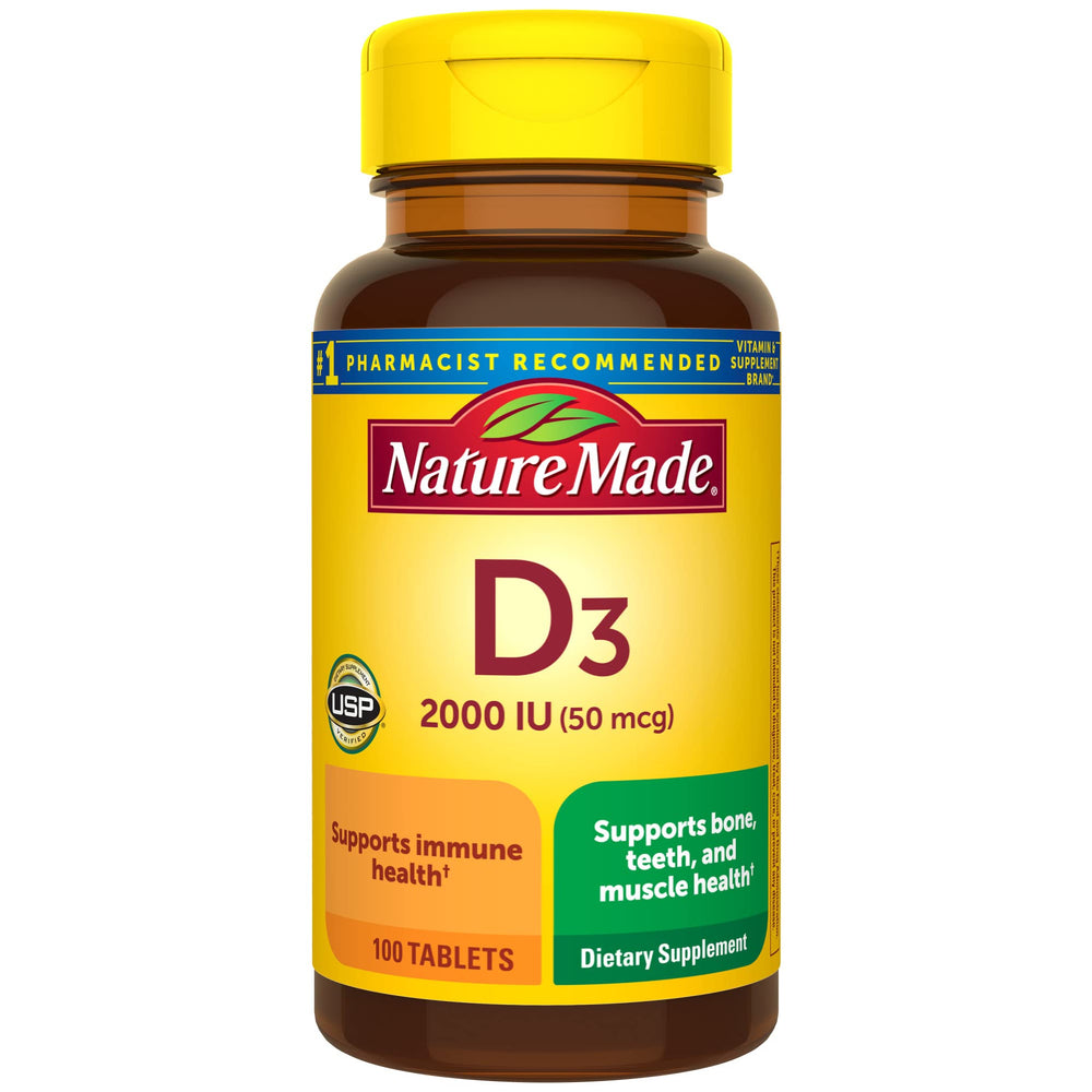 Nature Made Vitamin D3 2000 IU bottle – 100 count