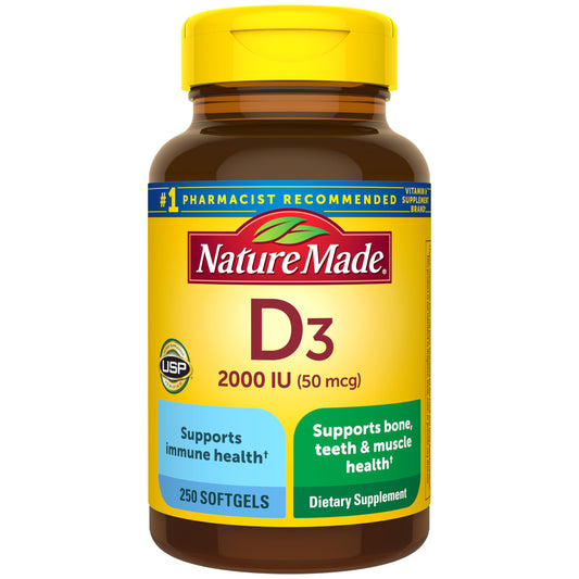 Nature Made Vitamin D3 2000 IU Softgels – 250-count bottle