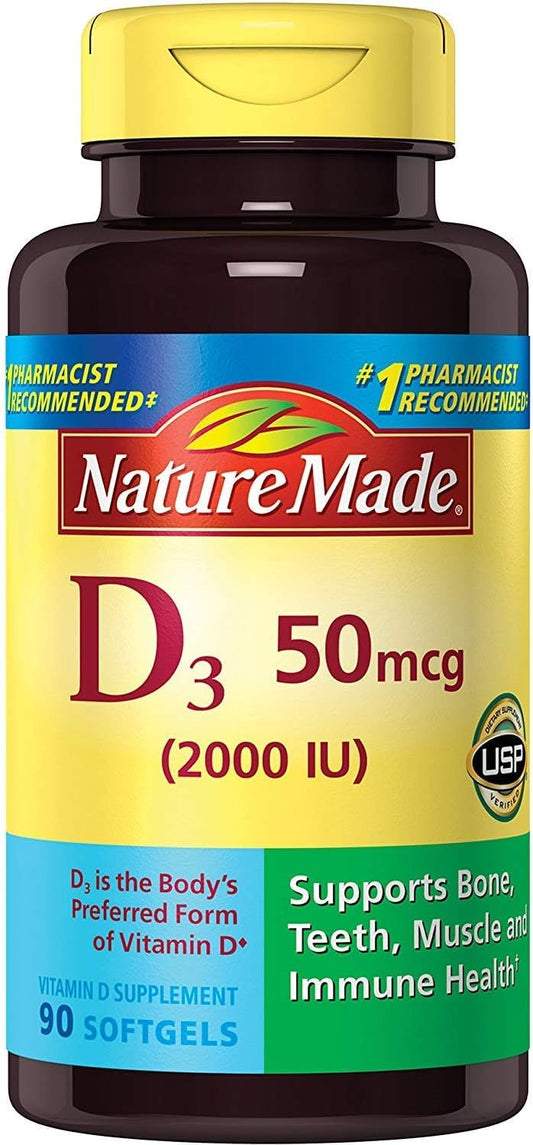 Nature Made Vitamin D3 2000 IU Liquid Softgels bottle - front view