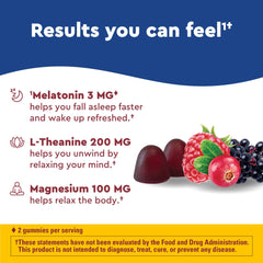 Melatonin 3 mg, L-theanine 200 mg, and magnesium label details