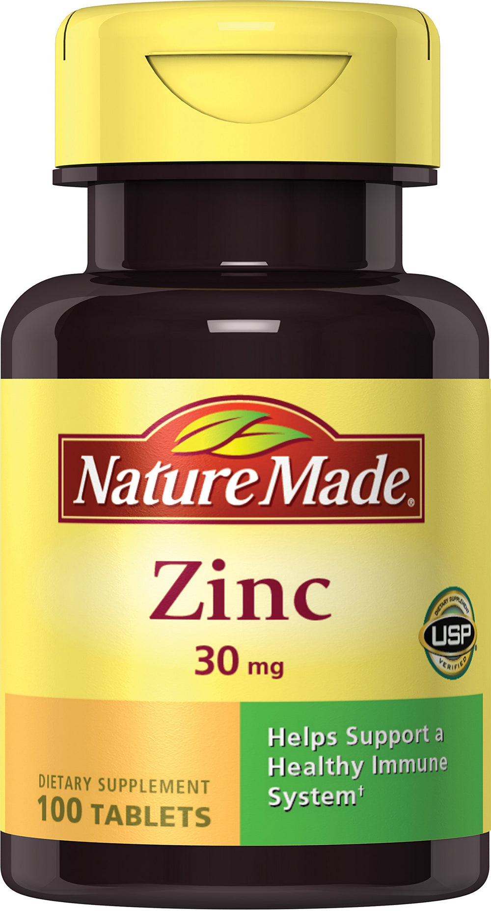 Front view of Nature Made Zinc 30mg bottle with label