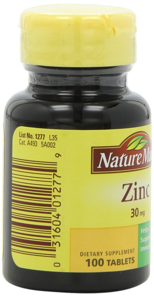 Directions panel for Nature Made Zinc 30mg tablets