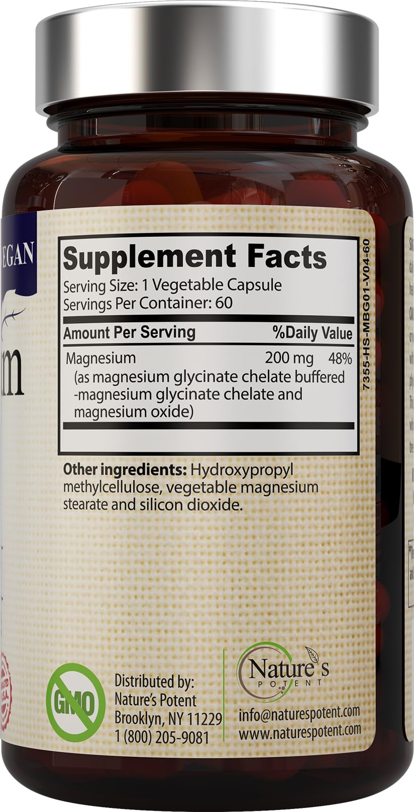 Sealed bottle of Nature's Potent magnesium glycinate capsules