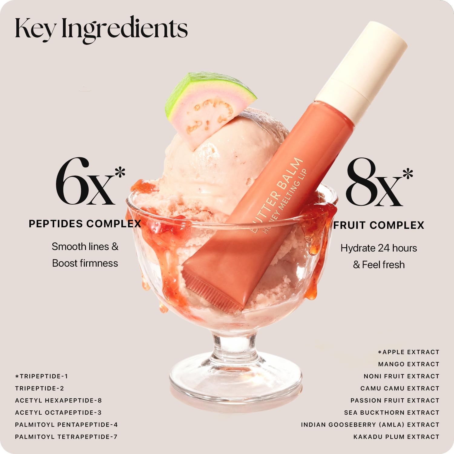 Nature Republic Honey Melting Lip Balm Guava Sorbet shade on lips.